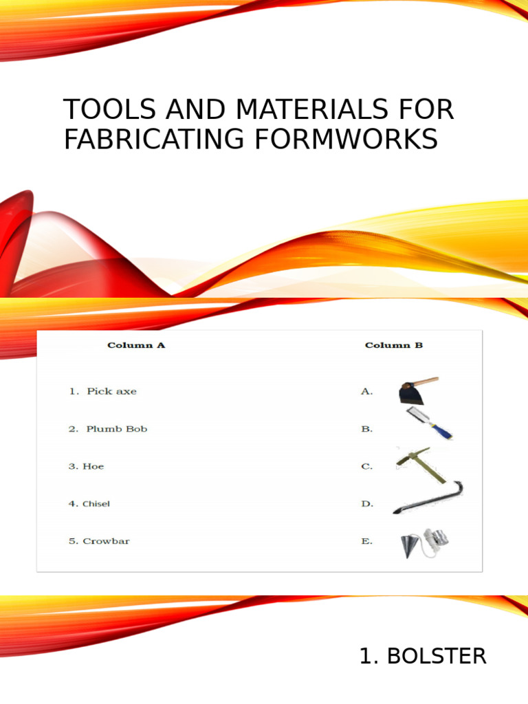 Essential Tools for Formwork Fabrication | PDF | Masonry | Brick