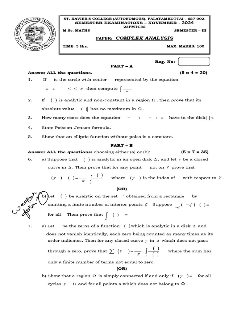 23pmtc32 - Complex Analysis 3rd n24 | PDF | Function (Mathematics ...