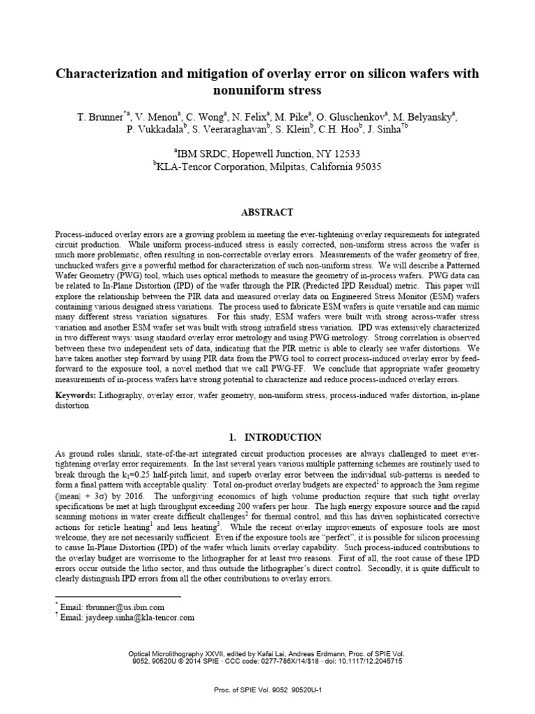 Characterization and Mitigation of Overlay Error On Silicon Wafers With ...