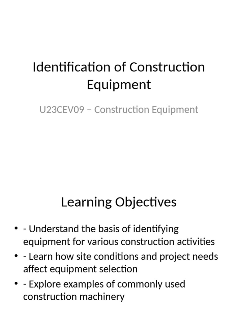 2.identification of Construction Equipment | PDF