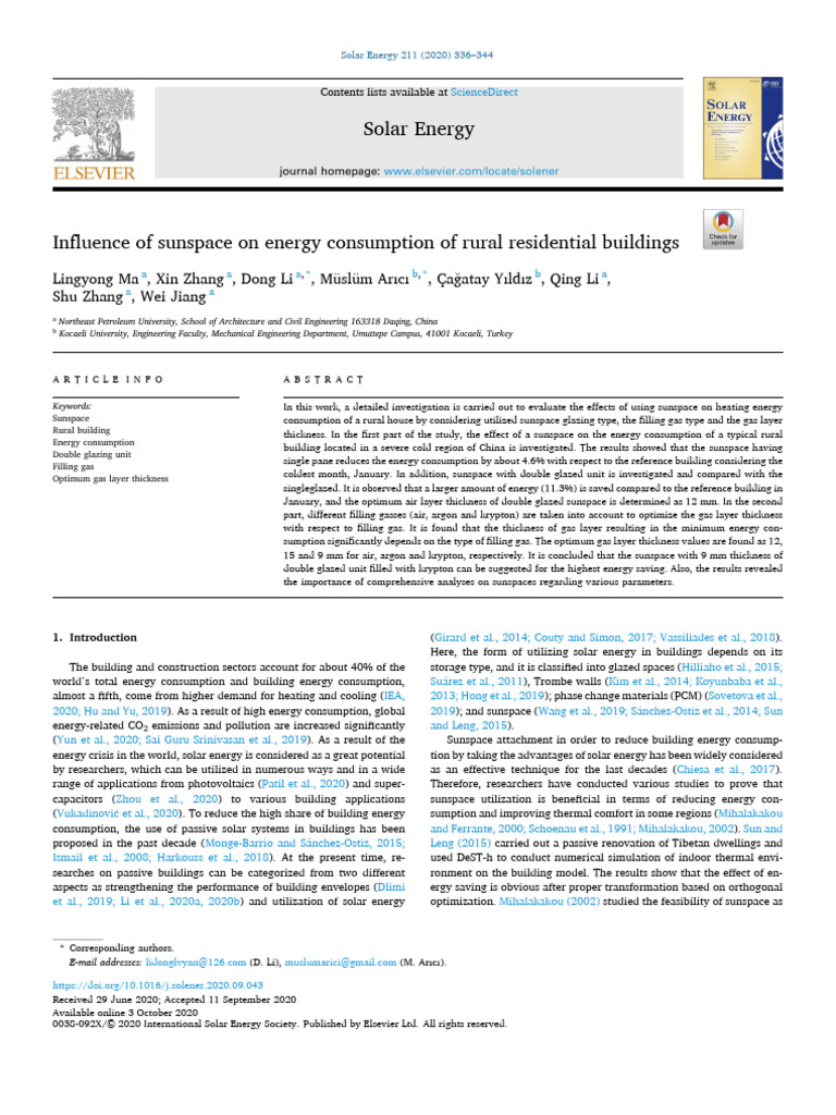 1 s2.0 S0038092X20309920 Main | PDF | Building Insulation | Window