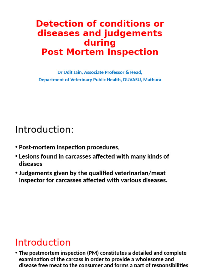 Post Mortem Inspection Procedures | PDF | Medical Specialties