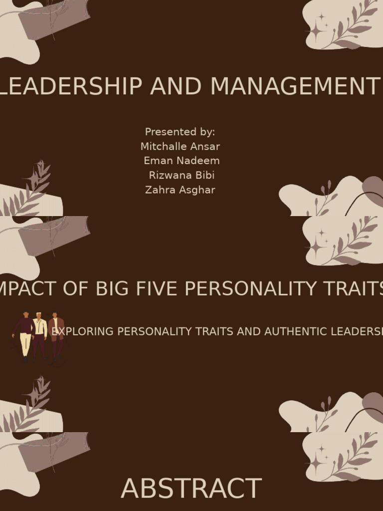 Big Five Traits in Authentic Leadership | PDF | Leadership ...