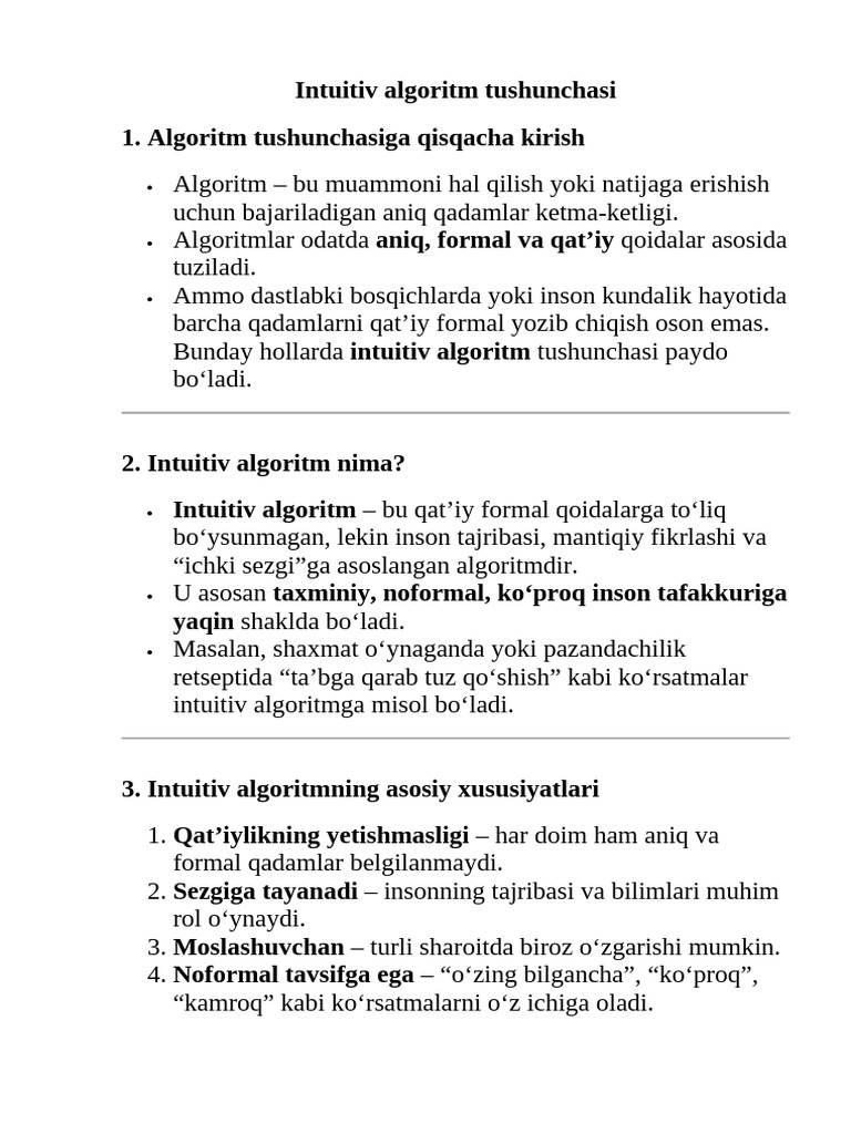 Intutiv Algoritm | PDF