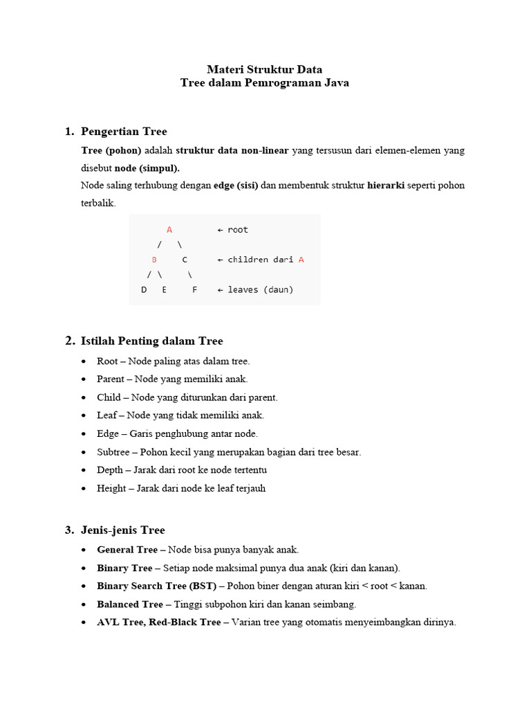 Struktur Data Tree di Java: Panduan Lengkap | PDF