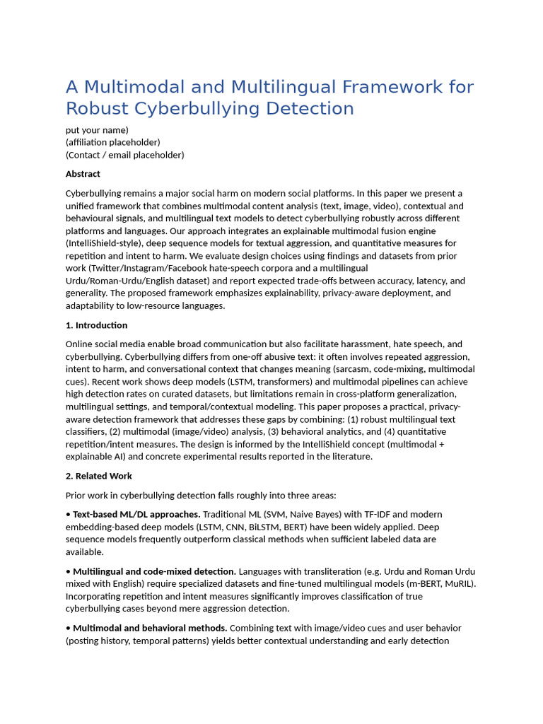 A Multimodal and Multilingual Framework For Robust Cyberbullying ...