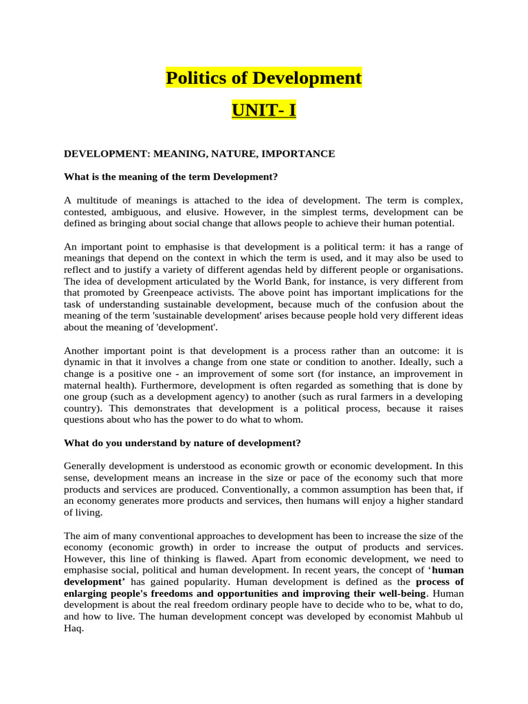 Politics of Development | PDF | Capitalism | Sustainability