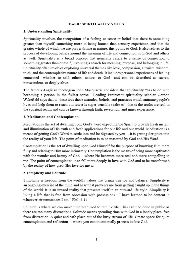 Basic Spirituality Notes.. | PDF | Love | Prayer