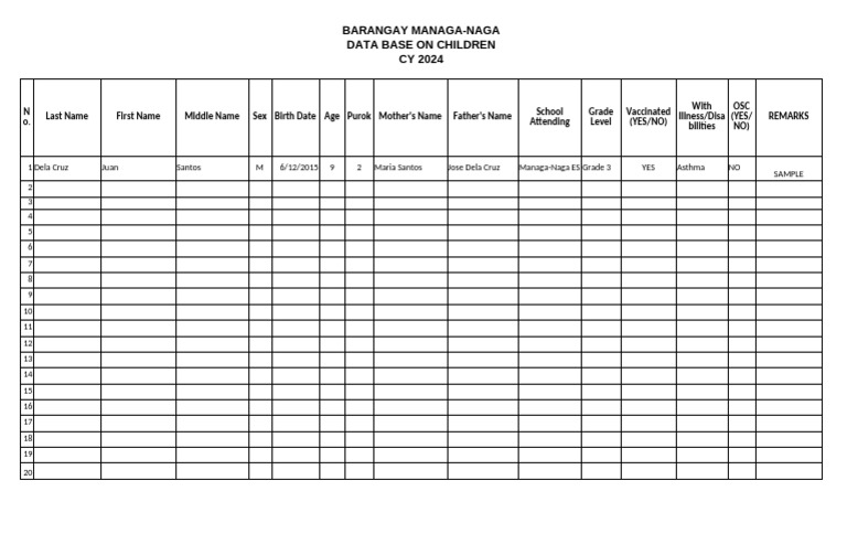 Data Base of Children | PDF