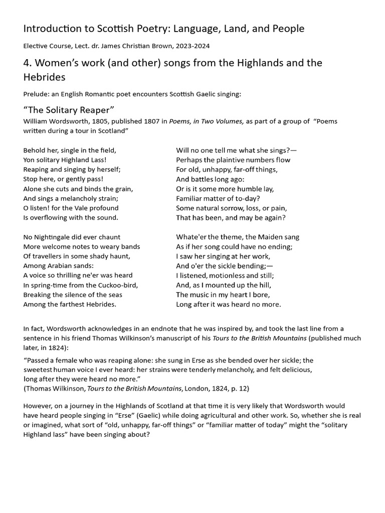 Scottish Poetry: Highland Songs & History | PDF