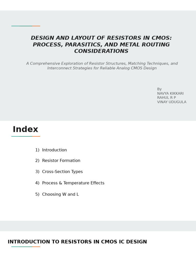 CMOS Resistor Design and Layout Guide | PDF | Resistor | Cmos