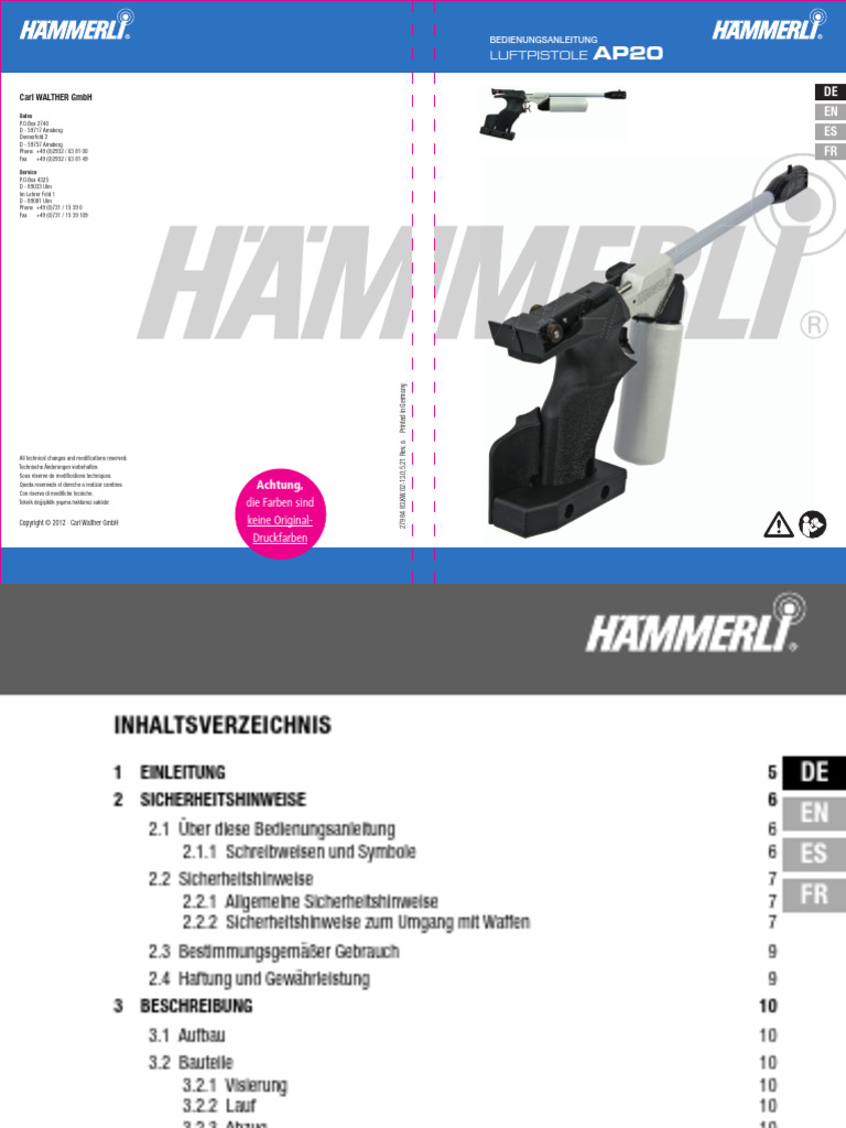 Manual Haemmerli AP20 | PDF