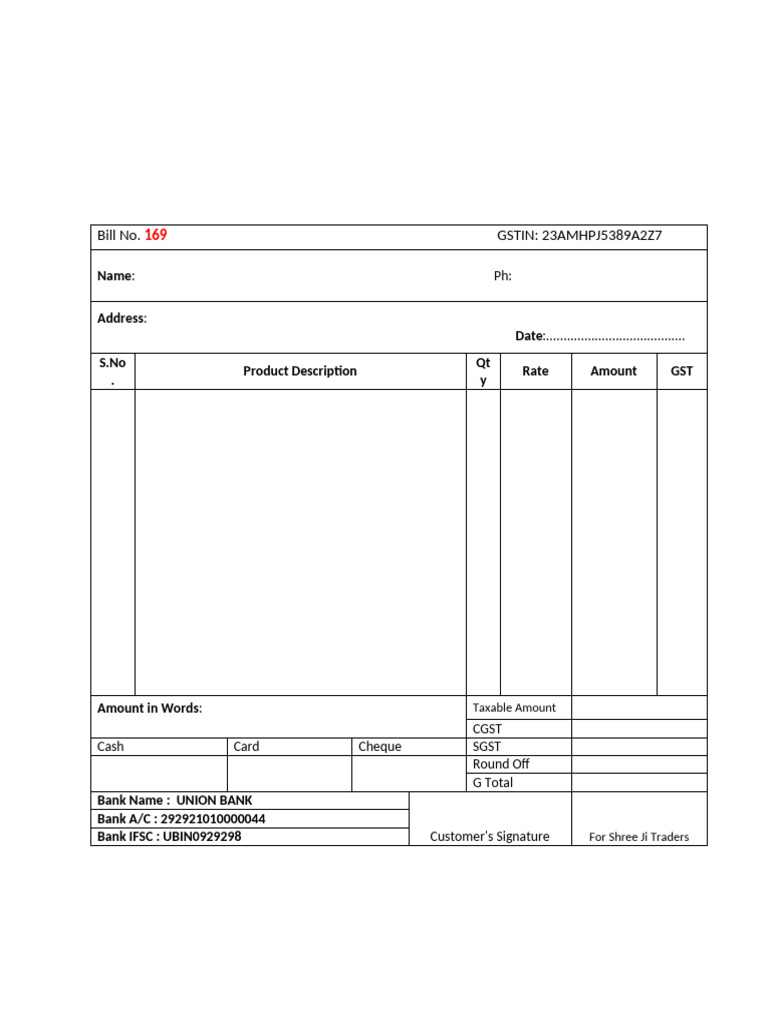 GST Invoice Template for Shree Ji Traders | PDF