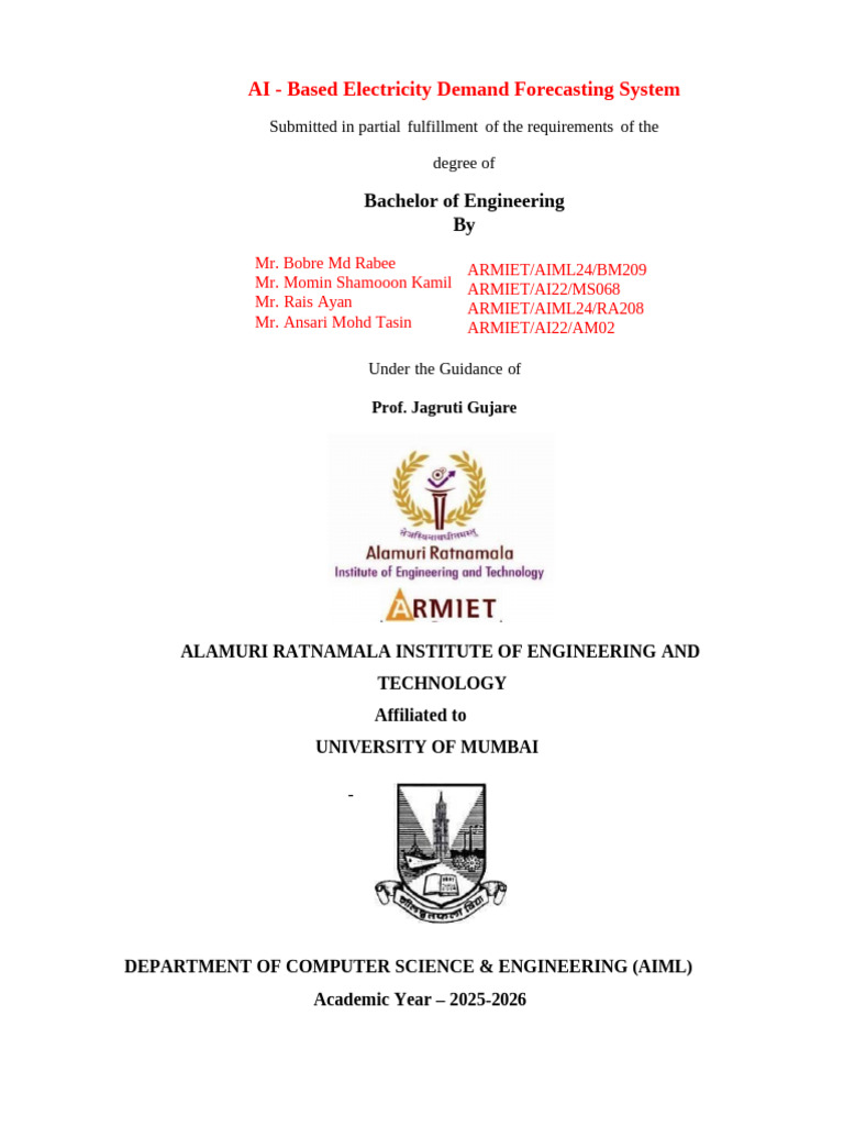 AI Based Electricity Demand Forecasting System (1) Final | PDF ...