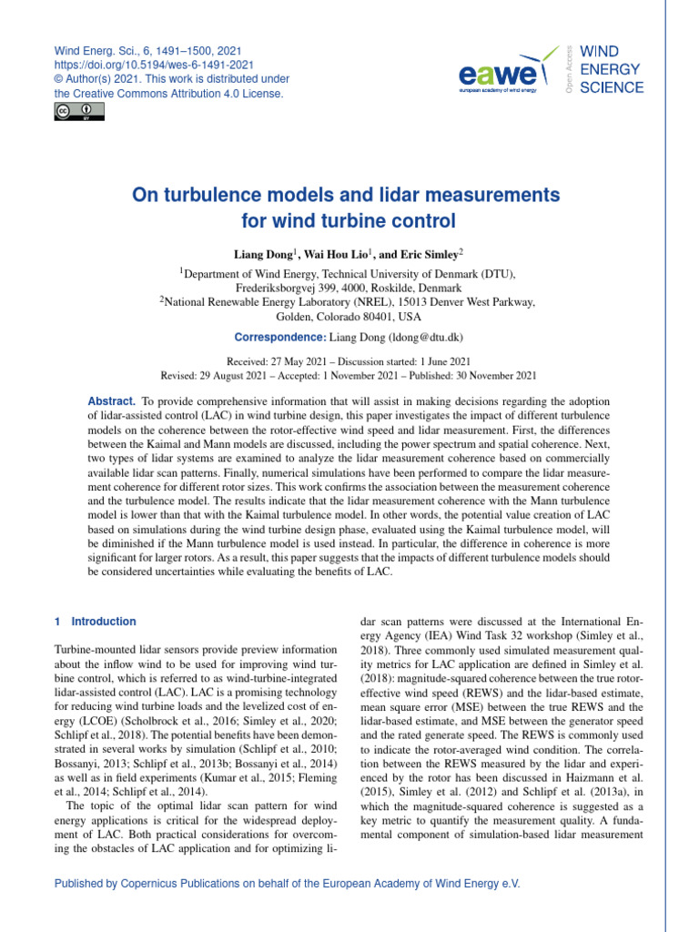 Lidar Measurement Coherence in Turbine Control | PDF | Lidar | Turbulence