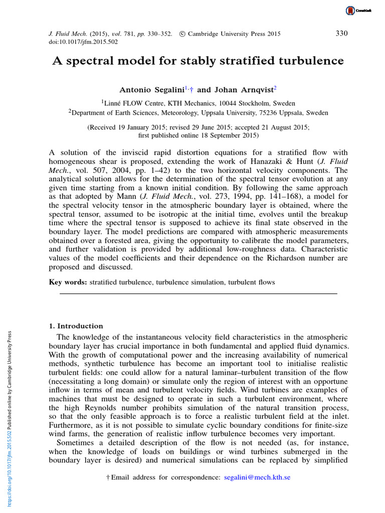 A Spectral Model For Stably Stratified Turbulence | PDF | Turbulence ...