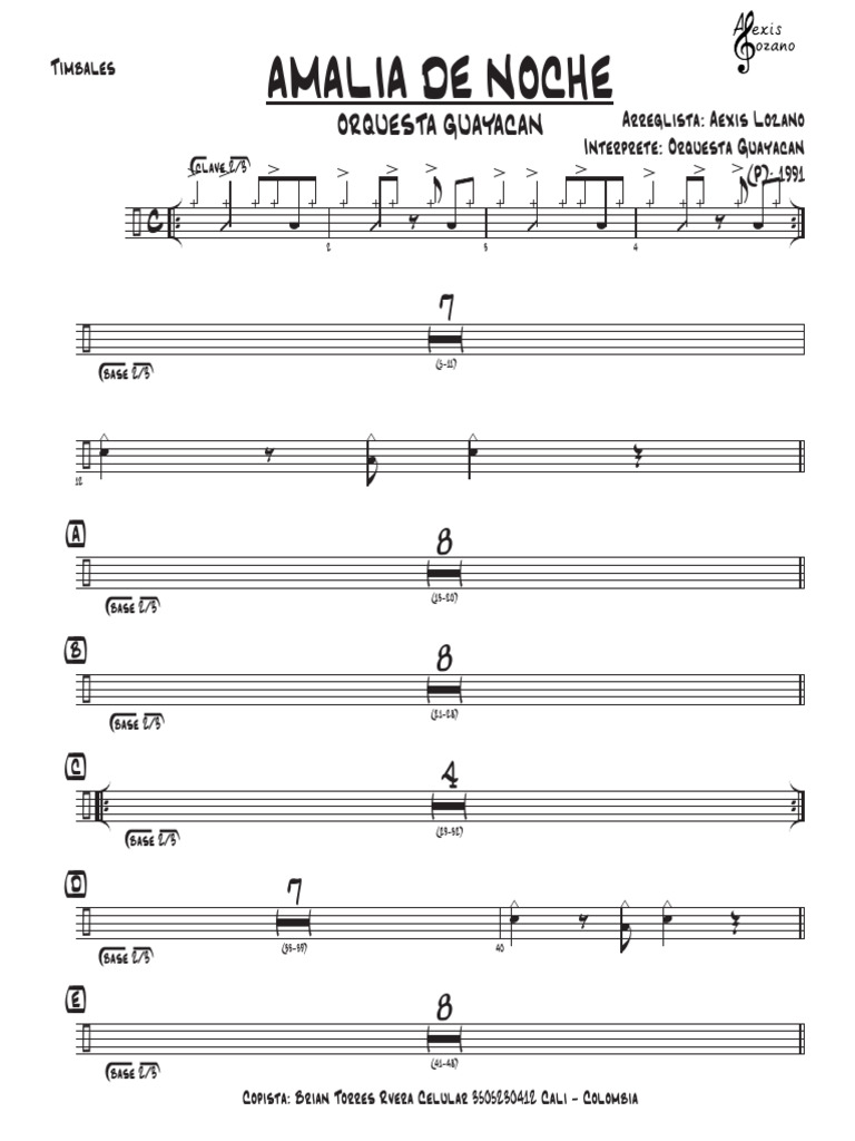 Amalia de Noche - Timbales | PDF