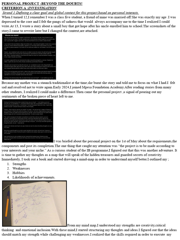 Personal Project Criterion A | PDF | Idea | Human Communication