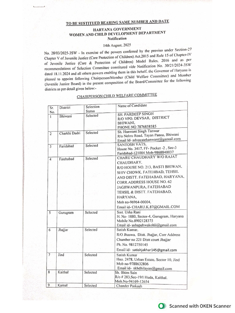 Notification of CWC & JJB | PDF