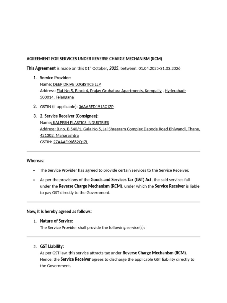 RCM Service Agreement Template | PDF