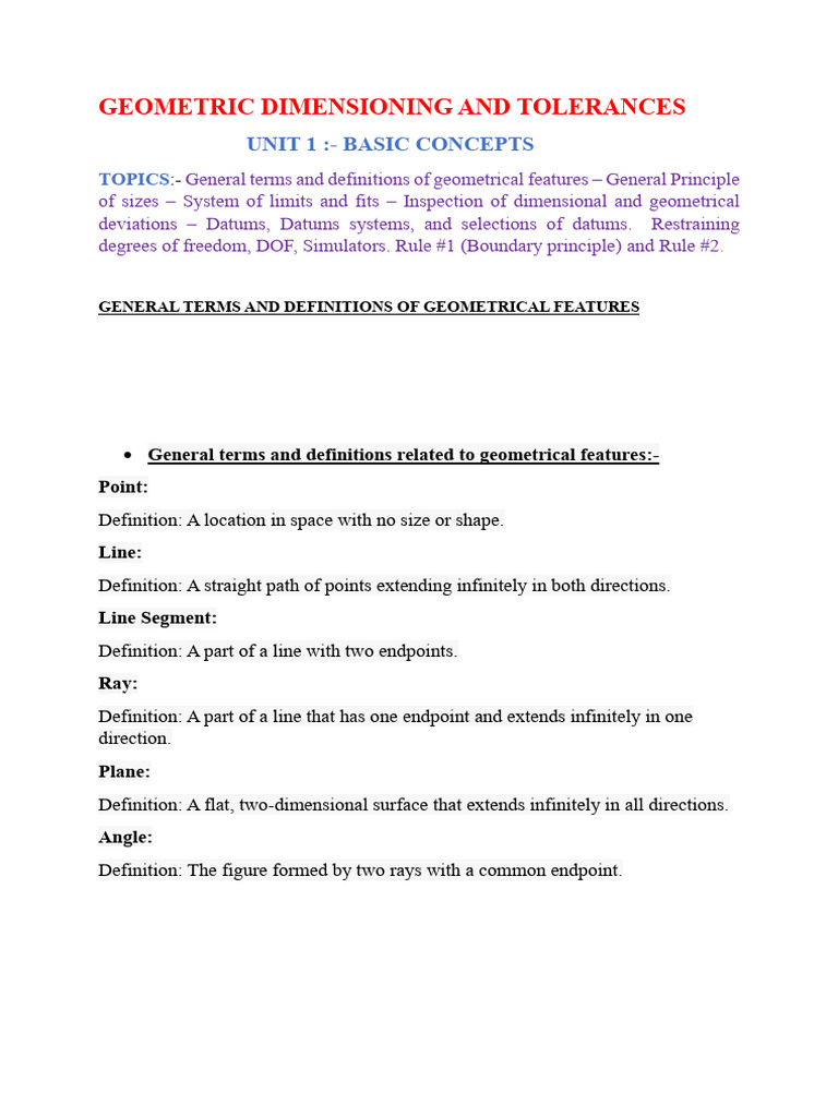 GD&T Unit 1 | PDF | Engineering Tolerance | Shape