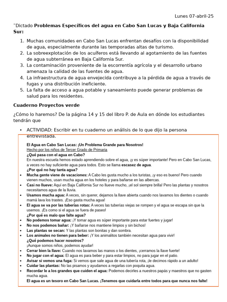 Problemas de Agua en Cabo San Lucas | PDF | Agua | Litro
