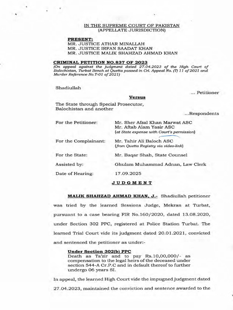 Supreme Court Ruling on Shadiullah Case | PDF | Sentence (Law ...