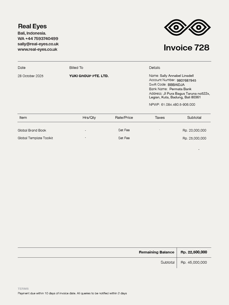 RealEyes Invoice728 Remaining | PDF