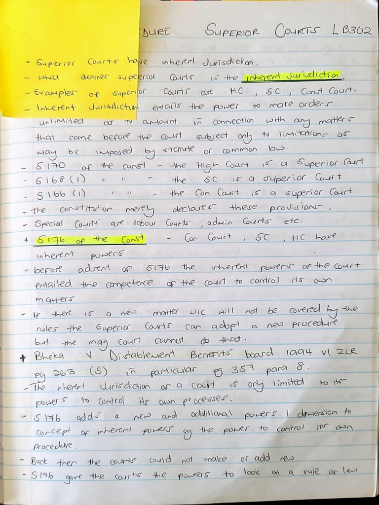 Civil Procedure Superior Courts Notes | PDF
