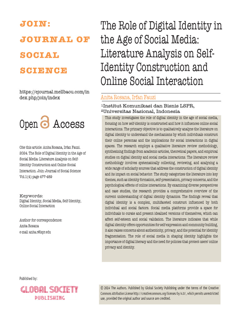 Digital Identity in Social Media Age | PDF | Identity (Social Science ...