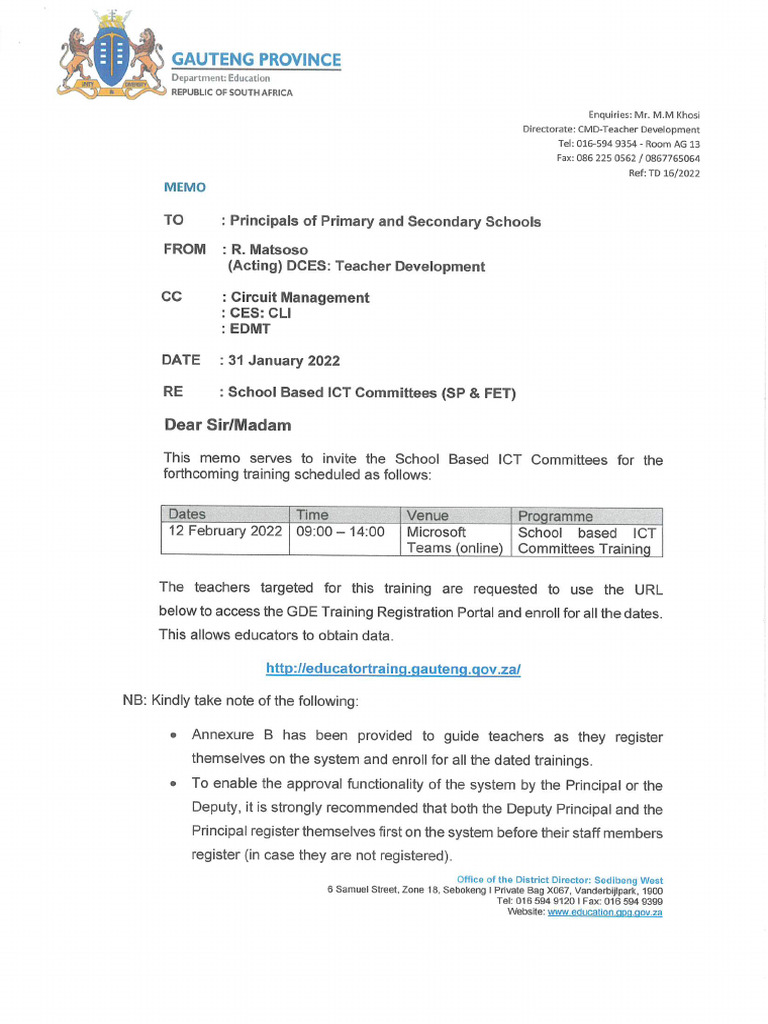 TD 16 2022-02-02 School Based ICT Committees MEMO | PDF