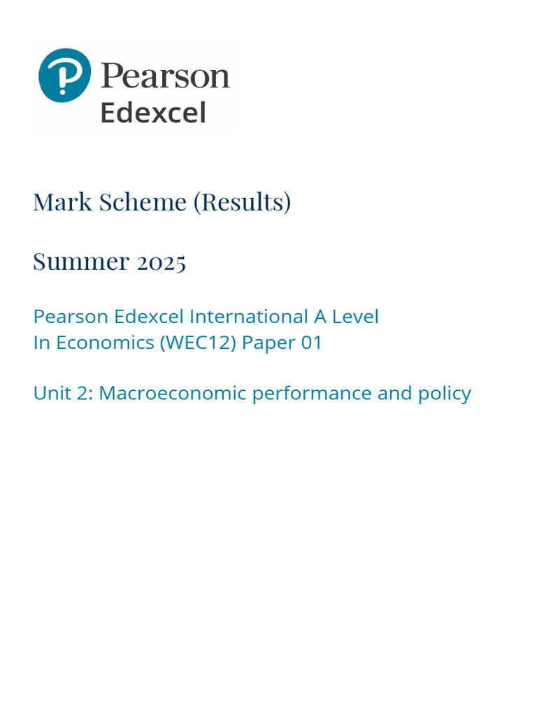 Summer 2025 Economics Mark Scheme | PDF | Taxes | Economic Growth