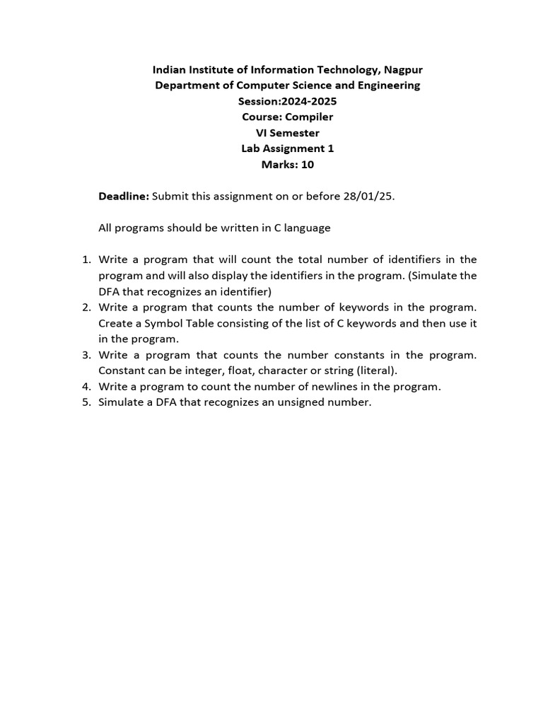 Lab Assignment 1 | PDF