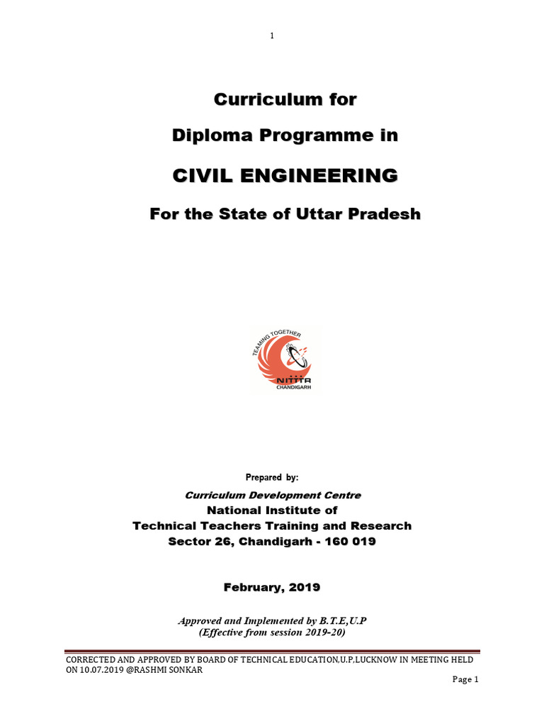 Civil Engineering Diploma Curriculum U.P. | PDF | Engineering | Civil ...