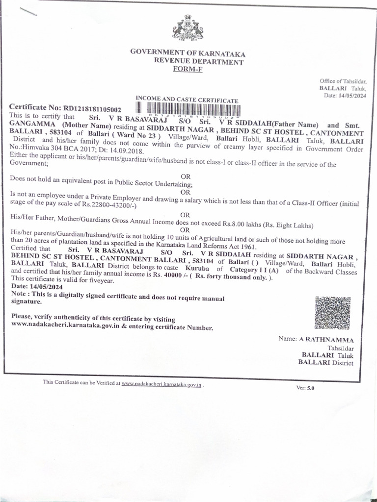Caste Income Appa | PDF