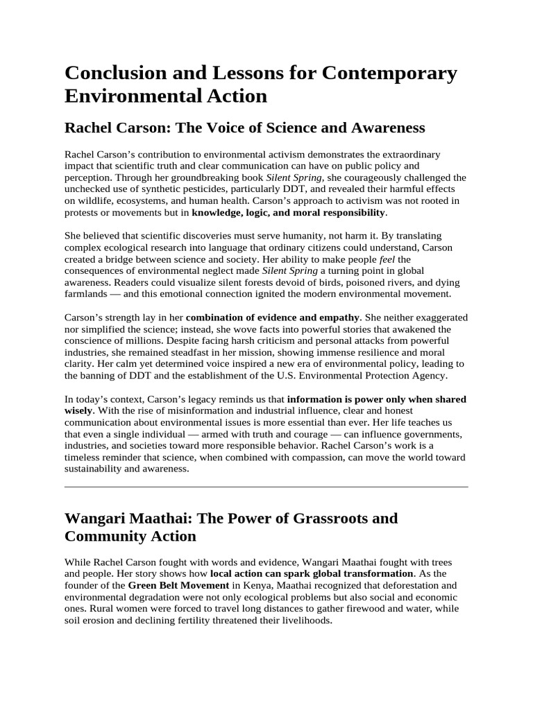 Conclusion and Lessons for Contemporary Environmental Action1 | PDF ...