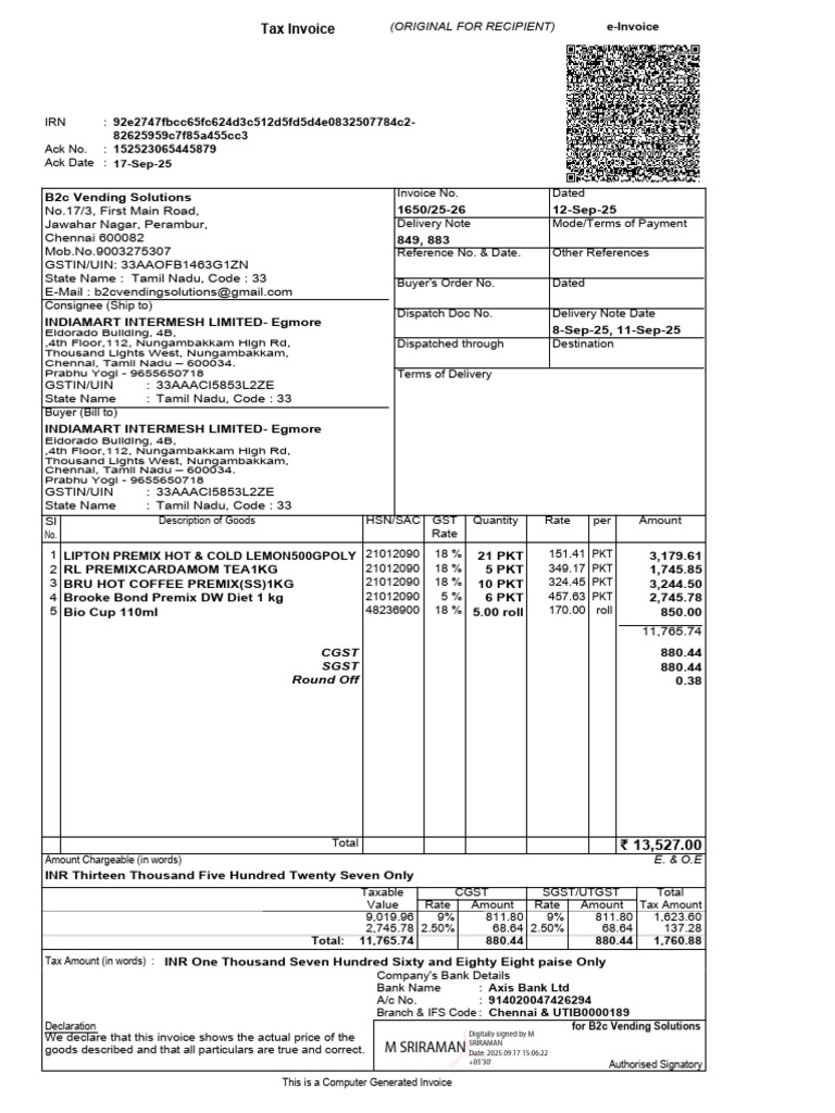 Egmore Consumables - Sept 25 | PDF | Public Finance | Taxation