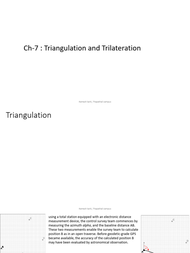 Ch-7, Triangulation and Trilteration | PDF | Surveying | Triangle