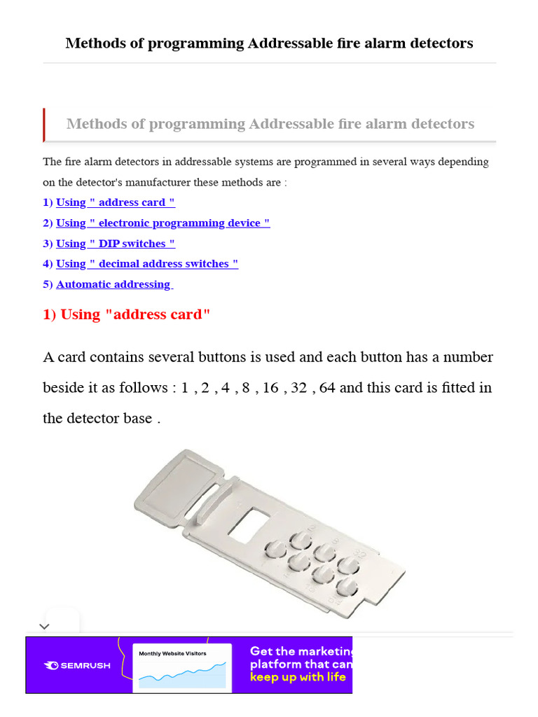 Addressable Fire Alarm Programming Methods | PDF | Detector (Radio ...