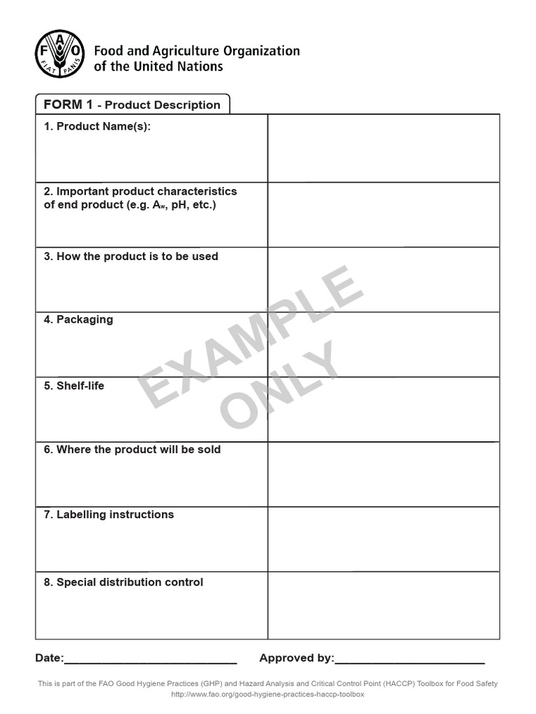 HACCP Product Description Form Guide | PDF | Shelf Life | Food Safety
