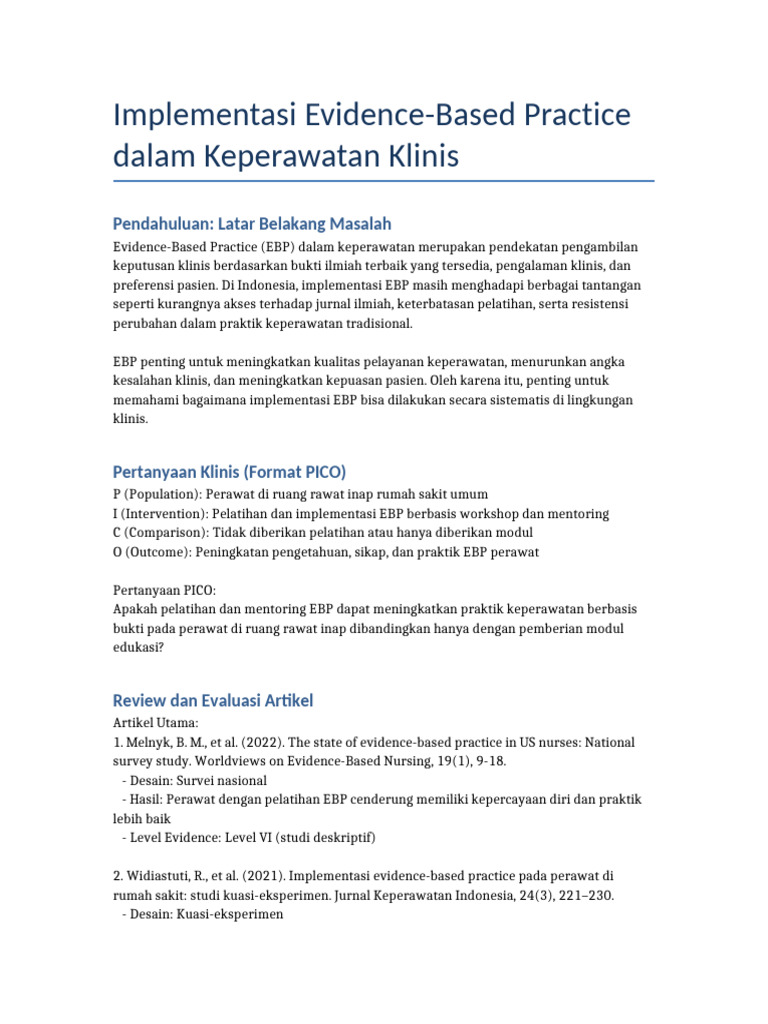 Implementasi EBP Dalam Keperawatan Klinis | PDF