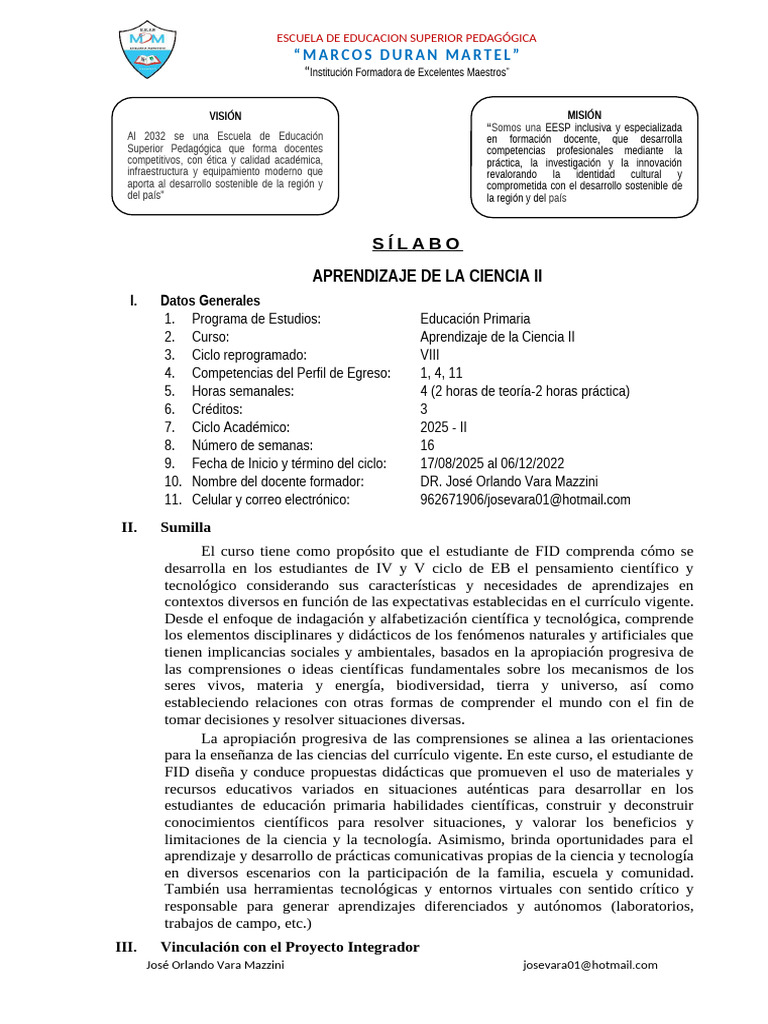 Curso Aprendizaje de la Ciencia II 2025 | PDF | Plan de estudios ...