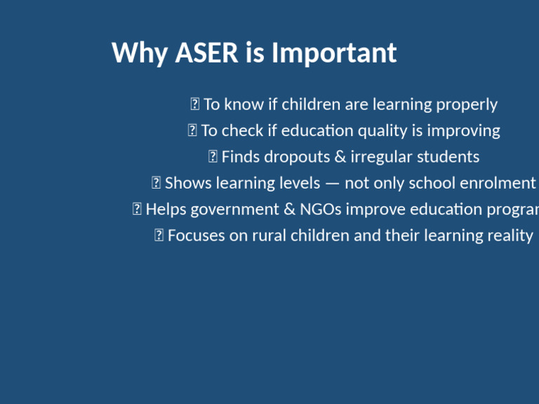 Importance of ASER in Education Insights | PDF