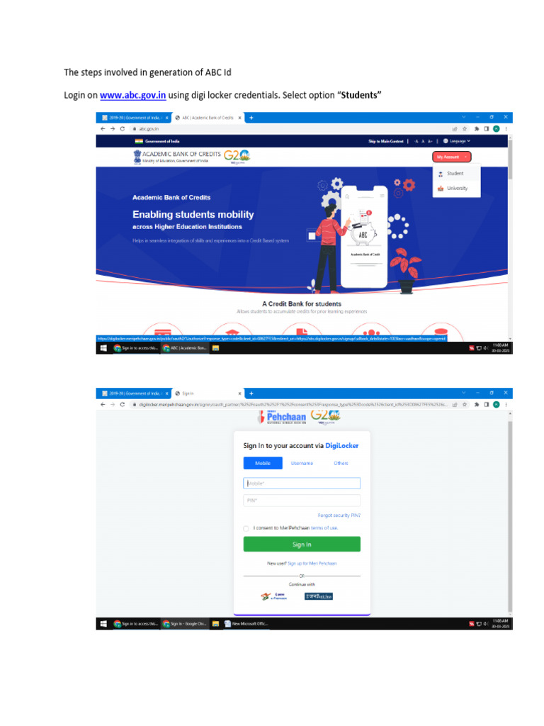 Steps Involved in Creating ABC ID | PDF