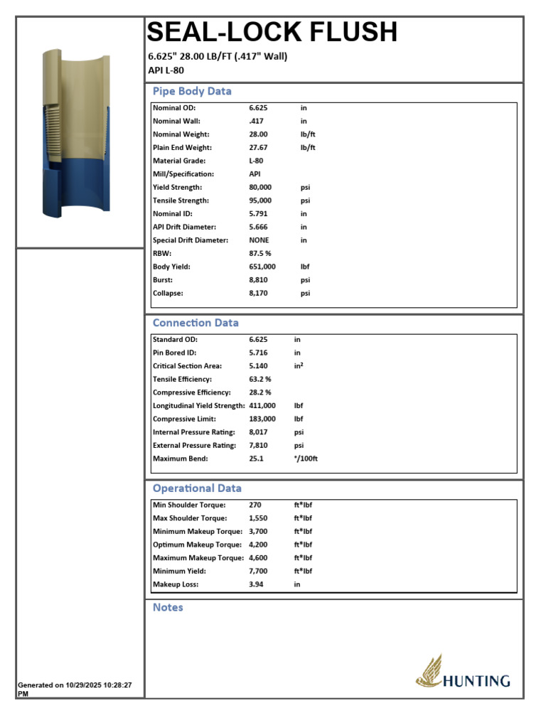SEAL-LOCK FLUSH API L-80 Specifications | PDF | Stress (Mechanics ...