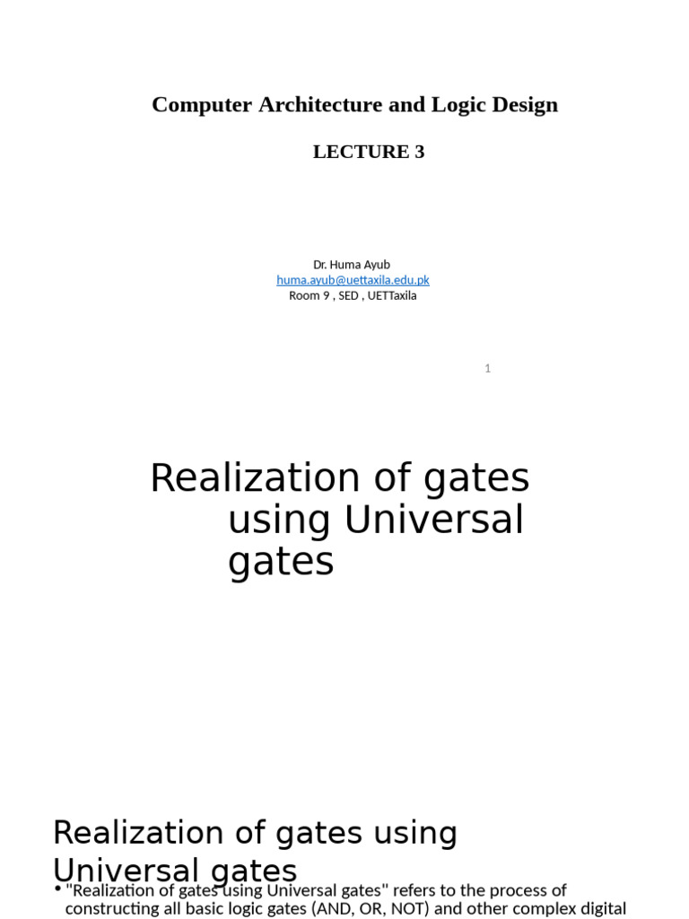 Universal Gates in Logic Design | PDF