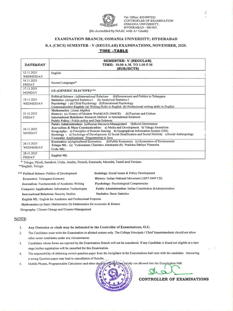 Timetable | PDF