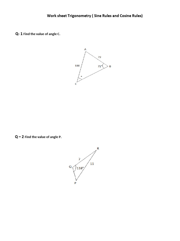 Week 4 C1 IGCSE Math 0580 The Sine Cosine Rule Worksheet 1 | PDF