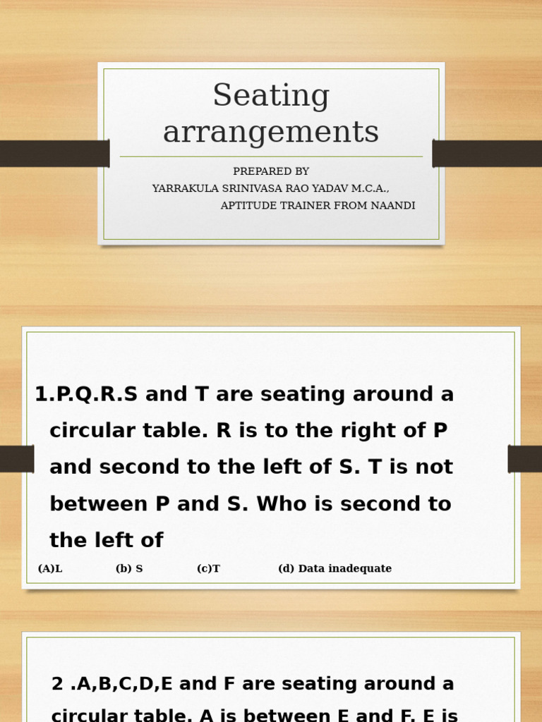 Circular Seating Arrangement Puzzles | PDF