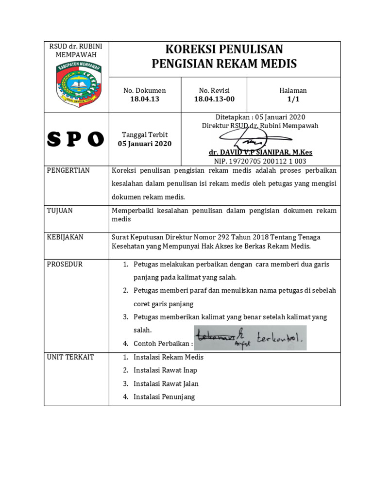  SOP Perbaikan Penulisan Rekam Medis 